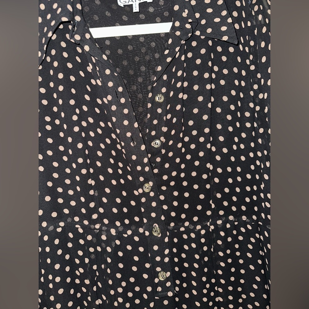 GANNI Black and White Polka Dot Dress Size XL - Picture 2 of 5